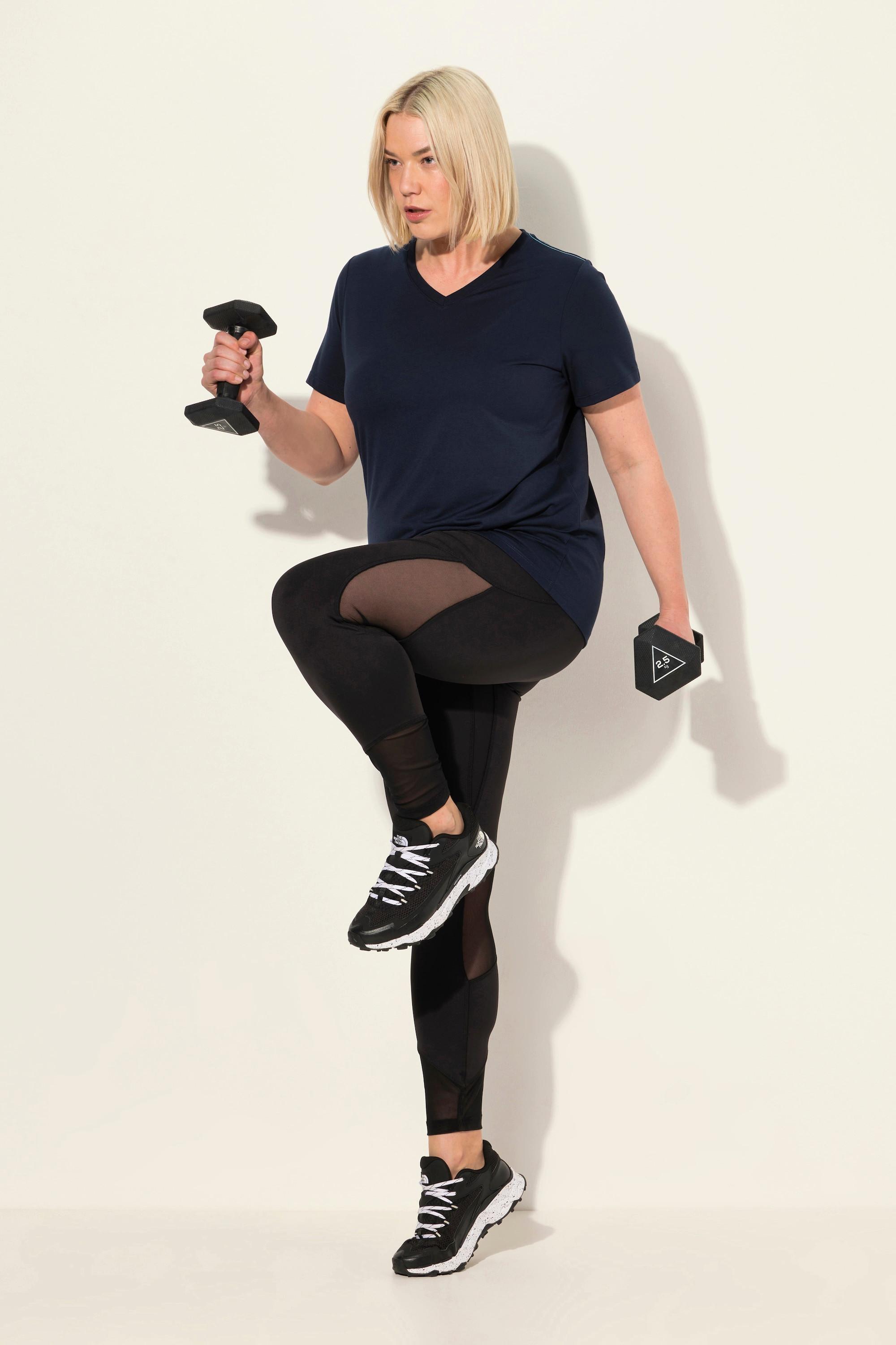 Ulla Popken  Sport-Leggings, Mesh-Einsätze, Tasche, recycelt 