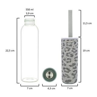 T&N  Glastrinkflasche Wasserflasche Classique (Jungle Edition, Grau Melange, 550ml) 