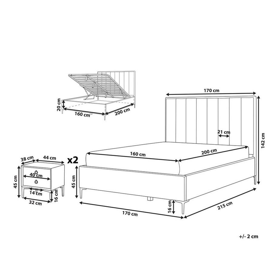 Beliani Set da camera da letto en Bouclé SEZANNE  