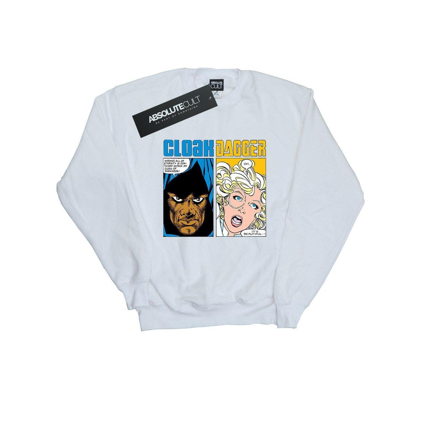 Image of Cloak And Dagger Comic Panels Sweatshirt Unisex Weiss 128