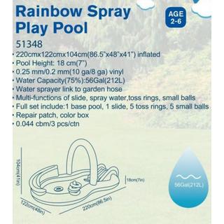 Jilong  Aufblasbarer Kinderpool Regenbogen (220cm × 122cm × 18cm) 