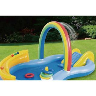 Jilong  Aufblasbarer Kinderpool Regenbogen (220cm × 122cm × 18cm) 