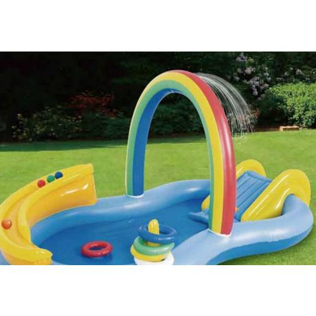 Jilong  Aufblasbarer Kinderpool Regenbogen (220cm × 122cm × 18cm) 