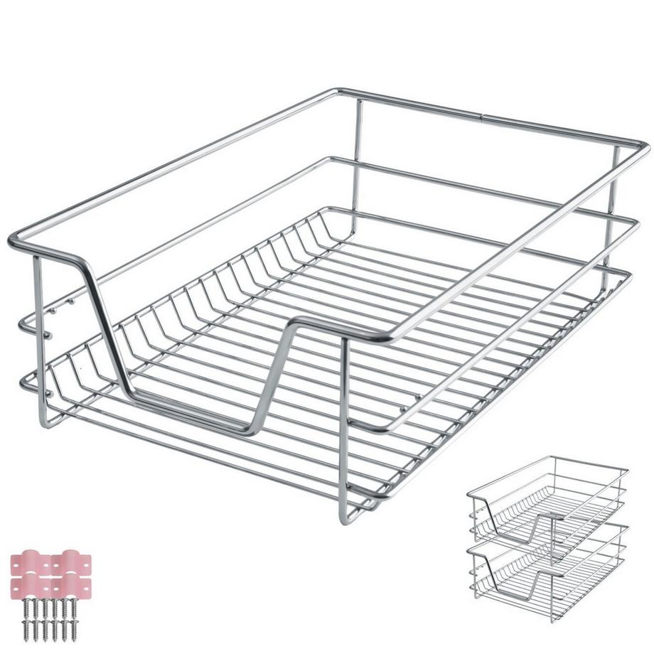 Tectake Tiroir de rangement téléscopique  chromé  