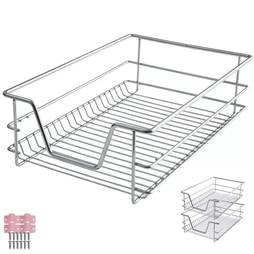 Tectake - Cajones telescópicos para cocina y dormitorio, Bandeja telescópica para armarios, Para armarios de 30 cm, 40 cm, 50 cm o 60 cm de ancho (medida exterior), Fácil montaje, Rieles totalmente