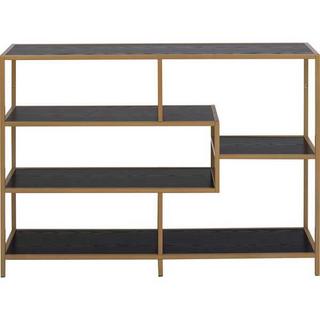 mutoni Libreria multipla Bronx 3 ripiani melaminico frassino color nero oro 114x35x78cm  