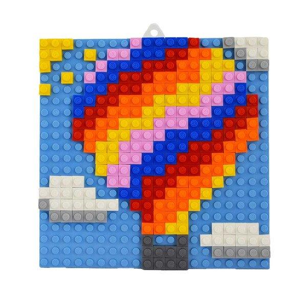 Q-BRICKS  3 er Mosaik-Set: Fliegende Fahrzeuge – Rakete, Helikopter, Heissluftballon 