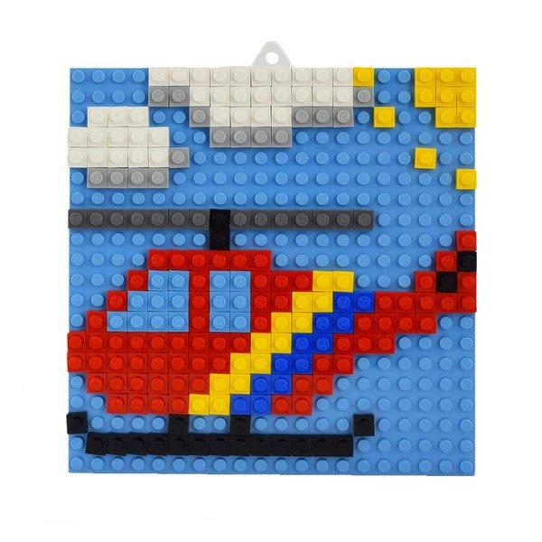 Q-BRICKS  3 er Mosaik-Set: Fliegende Fahrzeuge – Rakete, Helikopter, Heissluftballon 