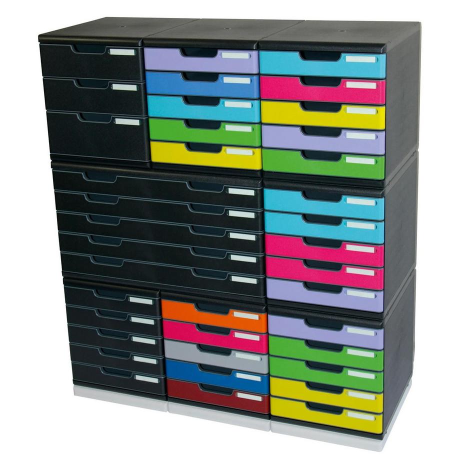 Exacompta Cassettiera Modulo Ecoblack 5 cassetti chiusi  