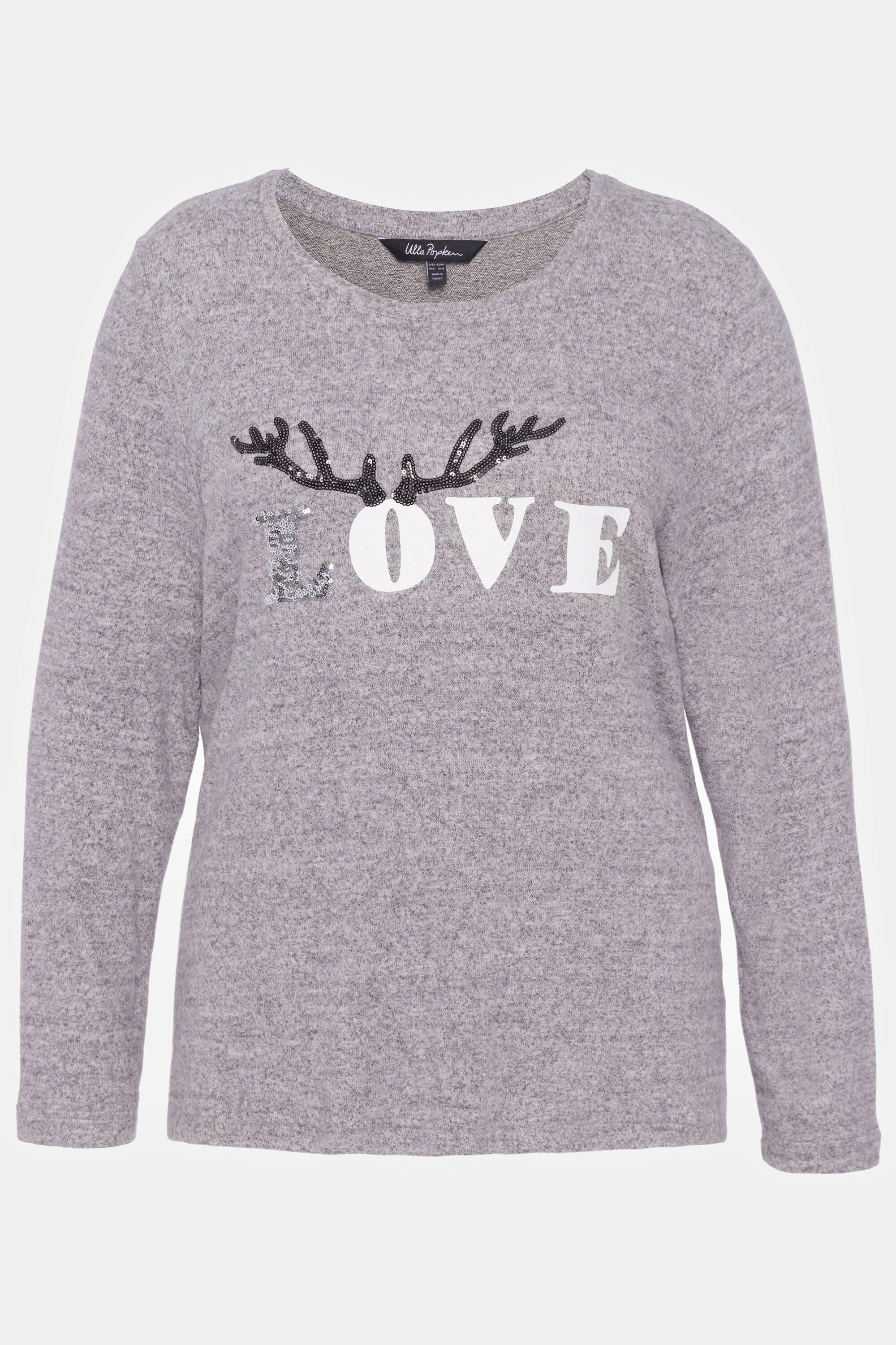 Ulla Popken  Sweat, motif LOVE, col rond, manches longues 