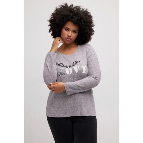 Ulla Popken  Sweat, motif LOVE, col rond, manches longues 