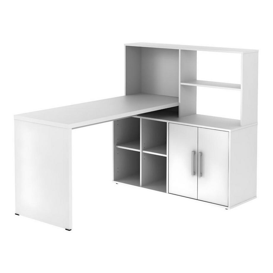 Vente-unique Bureau d'angle LEON avec rangements étagères  