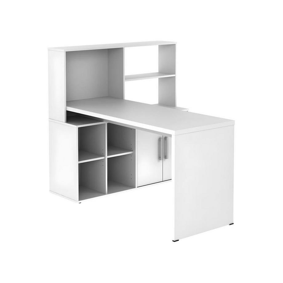 Vente-unique Bureau d'angle LEON avec rangements étagères  