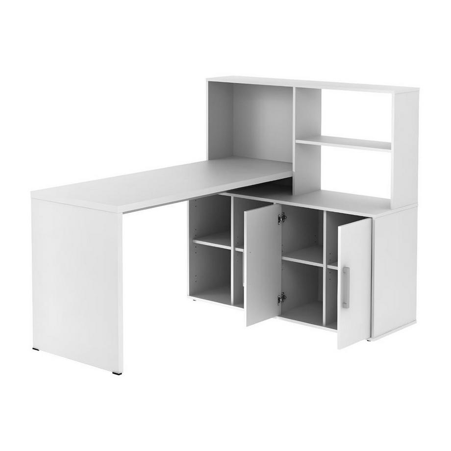 Vente-unique Bureau d'angle LEON avec rangements étagères  