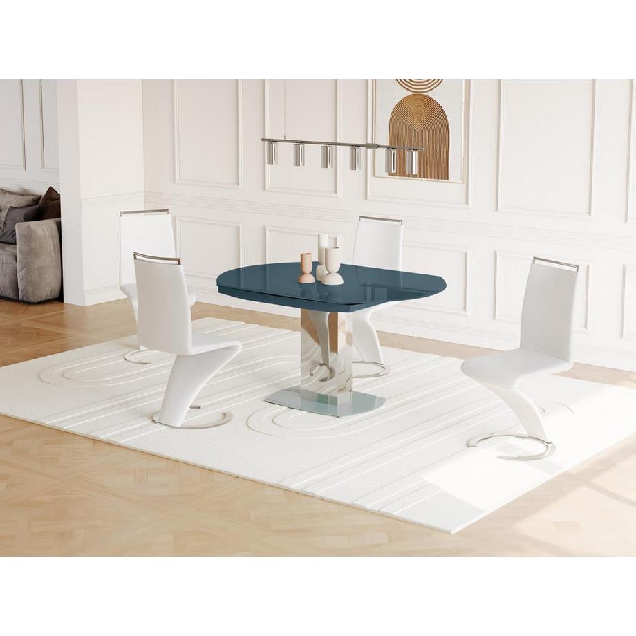 Vente-unique Tavolo da pranzo allungabile in in vetro temperato e metallo 6 a 8 posti Grigio TALICIA  