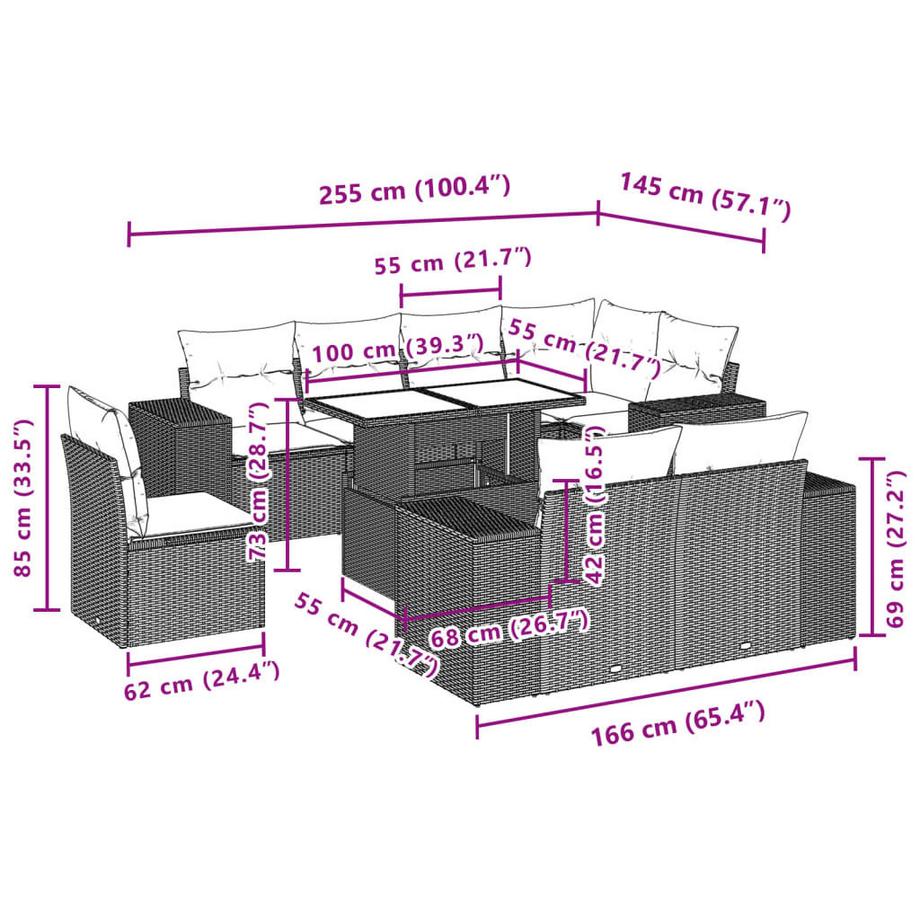 VidaXL set divano da giardino Polirattan  