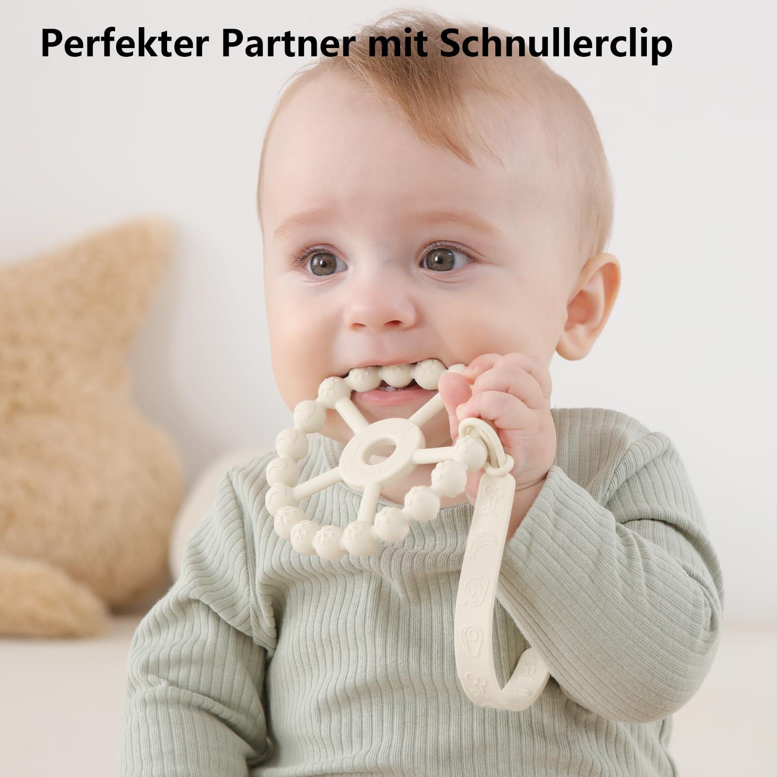 Activity-board  Beißring Baby, 3er-Pack Beißring Baby Spielzeug Kühlung, Silikon Greifring 