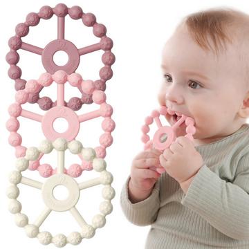 Anneau de dentition bébé, 3 paquets d'anneaux de dentition bébé, anneau de préhension en silicone