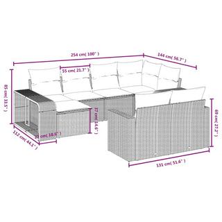 VidaXL Ensemble de canapés de jardin rotin synthétique  