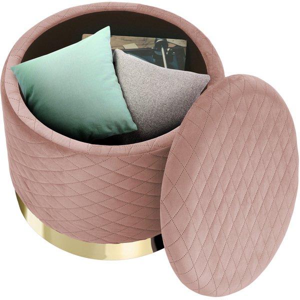 Tectake Pouf coffre de rangement aspect velours COCO matelassé  