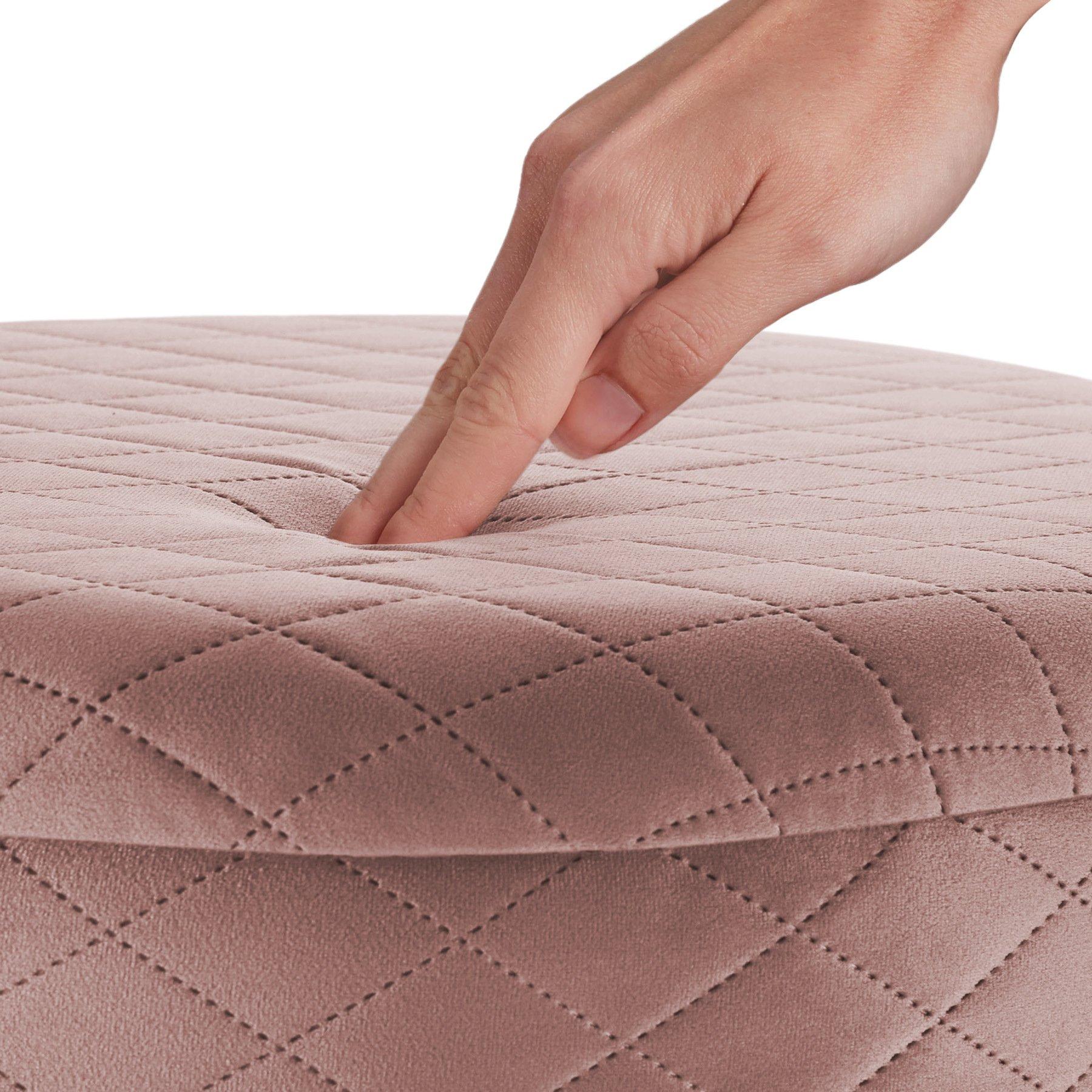 Tectake Pouf coffre de rangement aspect velours COCO matelassé  