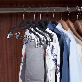 B2X Samt-Kleiderbügel mit Clips, 12er-Set  
