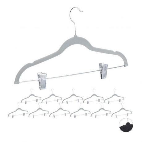 B2X Samt-Kleiderbügel mit Clips, 12er-Set  