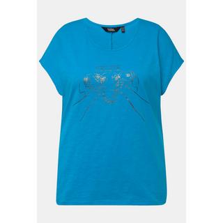 Ulla Popken  T-Shirt, Metallic-Tiermotiv, Oversized, Rundhals, Halbarm 