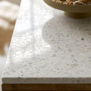 Tikamoon Console en teck massif et terrazzo premium White Miho  