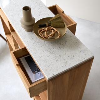 Tikamoon Console en teck massif et terrazzo premium White Miho  