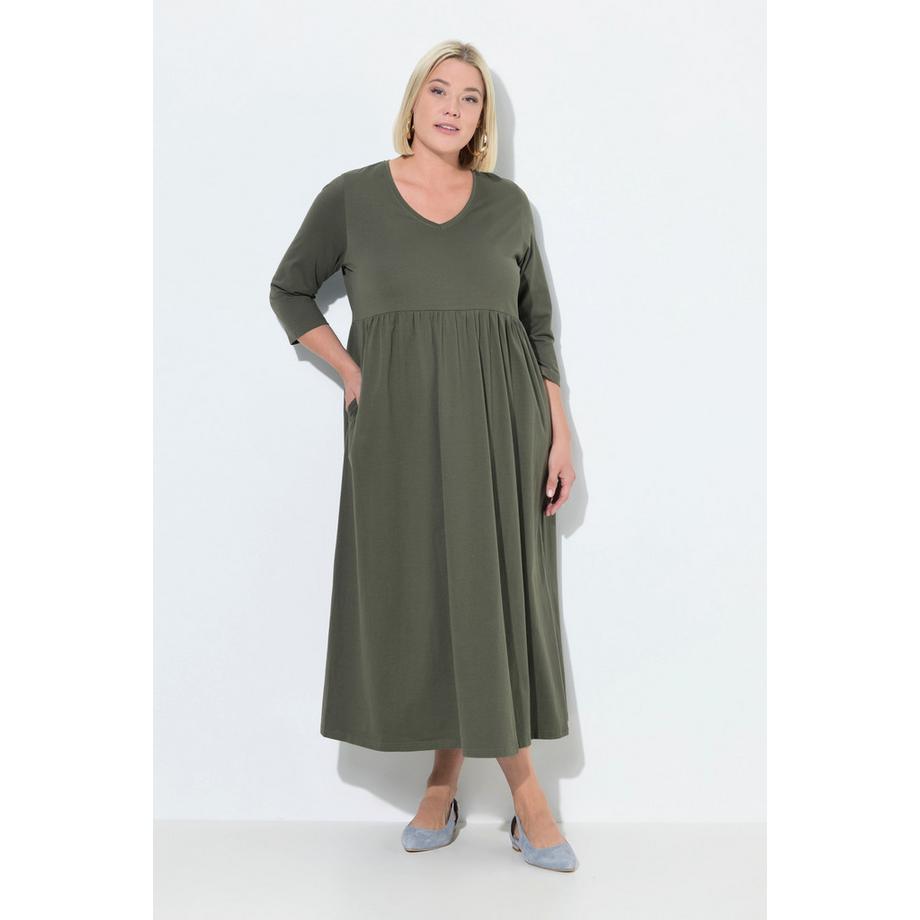 Ulla Popken Robe en jersey Couture empire Col V Manches 3/4 Poches  