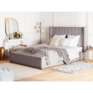 Beliani Bett mit Lattenrost aus Samtstoff Modern NOYERS  