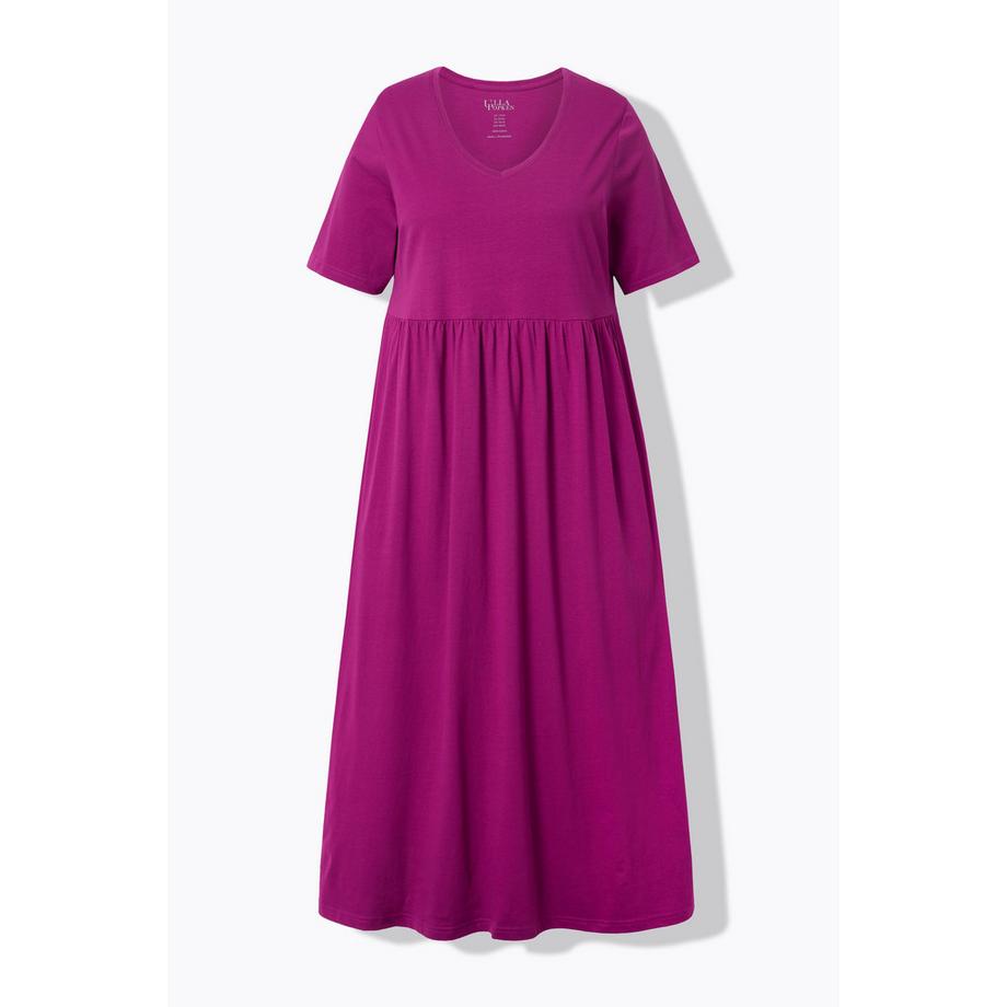 Ulla Popken Maxikleid A-Linie V-Ausschnitt Halbarm mit Taschen  