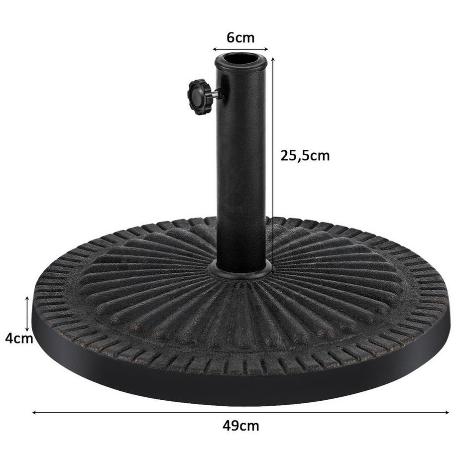 Northix ?49cm Sonnenschirmständer Robuster Runder Schirmhalter mit Feststellknopf Dicke Eisenstange  