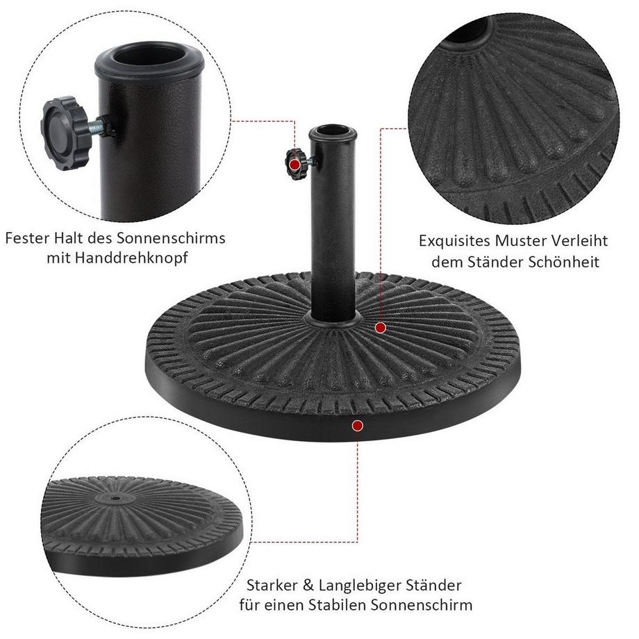 Northix ?49cm Sonnenschirmständer Robuster Runder Schirmhalter mit Feststellknopf Dicke Eisenstange  