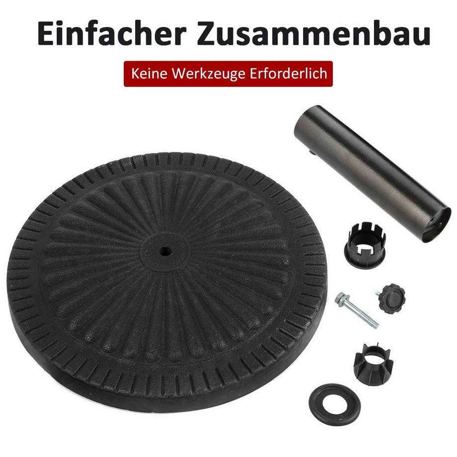 Northix ?49cm Sonnenschirmständer Robuster Runder Schirmhalter mit Feststellknopf Dicke Eisenstange  