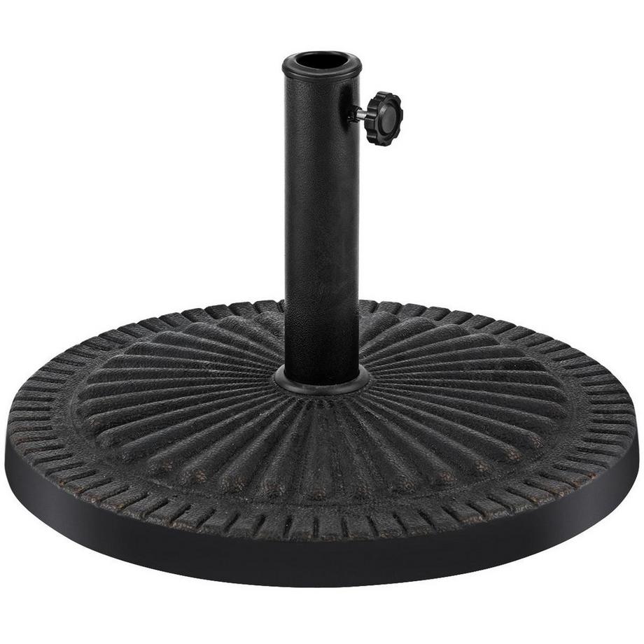 Base per ombrellone da 49 cm, robusto portaombrello rotondo con manopola di bloccaggio, asta di ferro spessa
