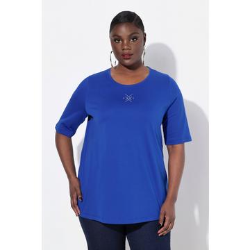 T-shirt dal taglio svasato con applicazioni, scollo a girocollo e mezze maniche