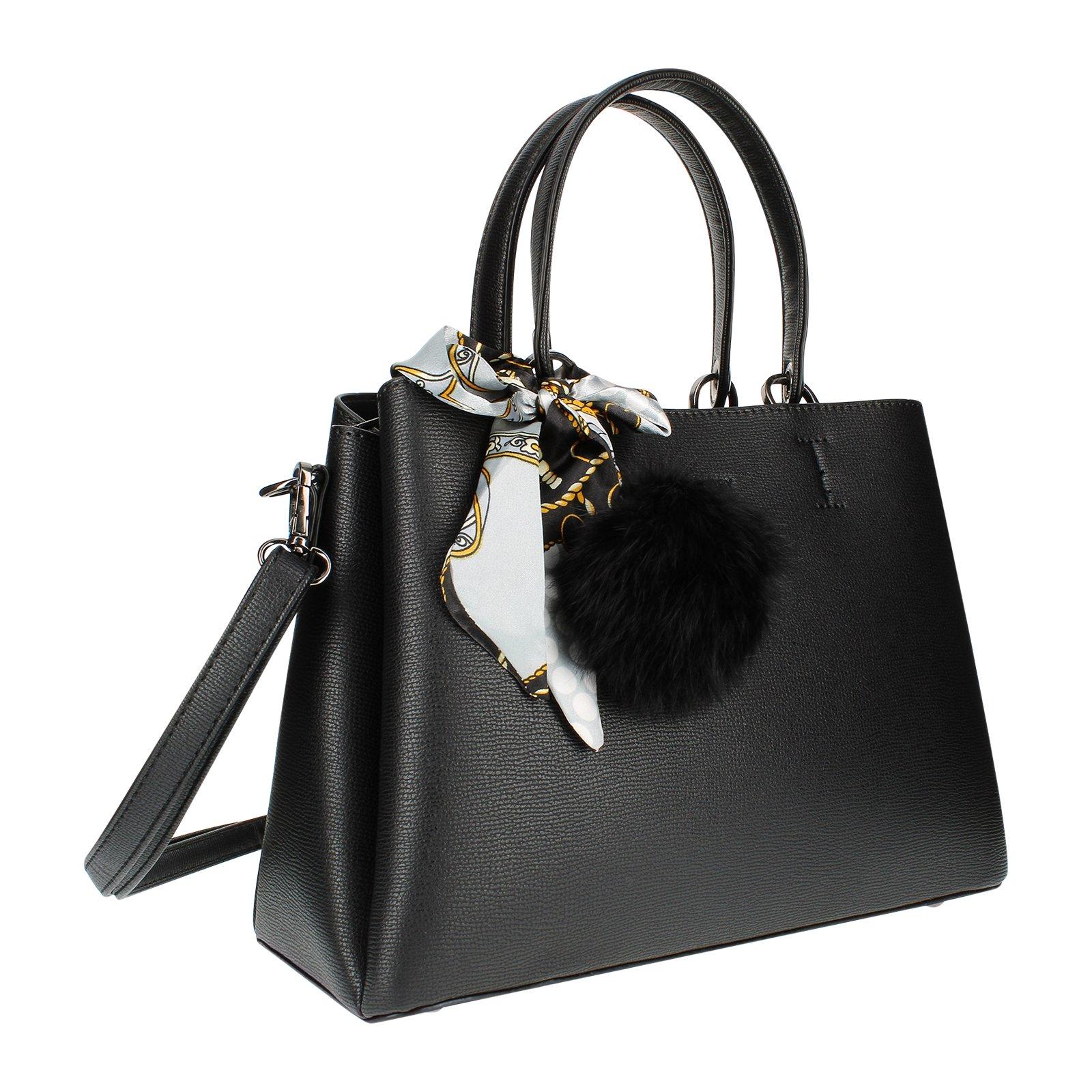 Gallantry  Borsa con foulard e pompon nera 