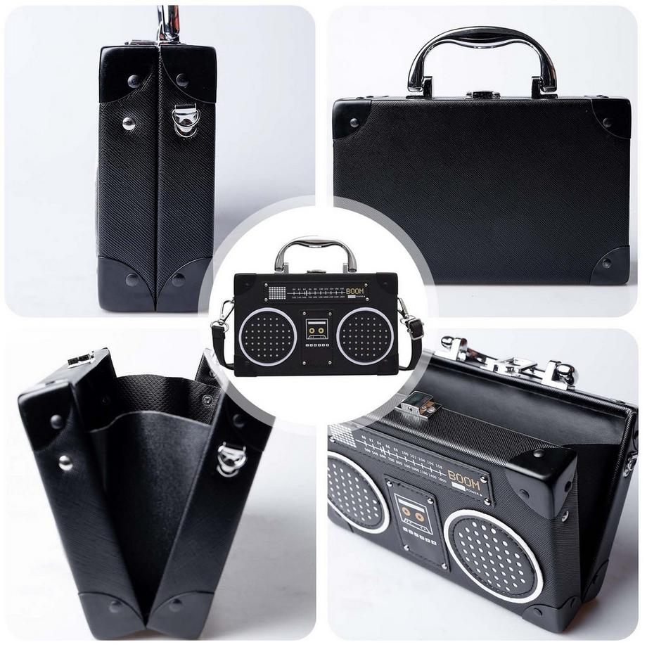 Only-bags.store Borsa a Tracolla a Forma di Radio Vintage  