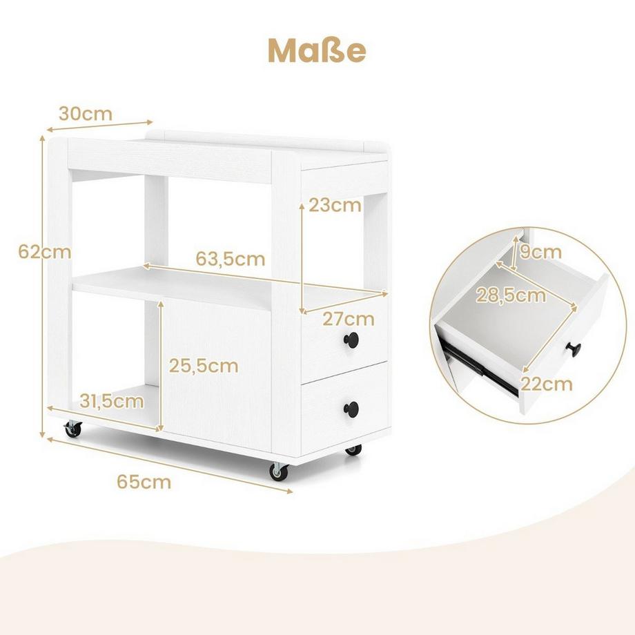 Northix Support d'imprimante avec roulettes et tiroirs  