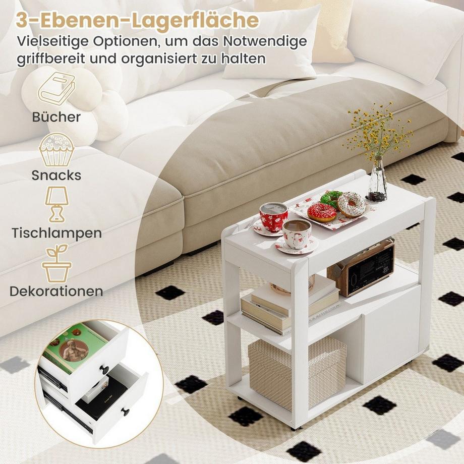 Northix Support d'imprimante avec roulettes et tiroirs  