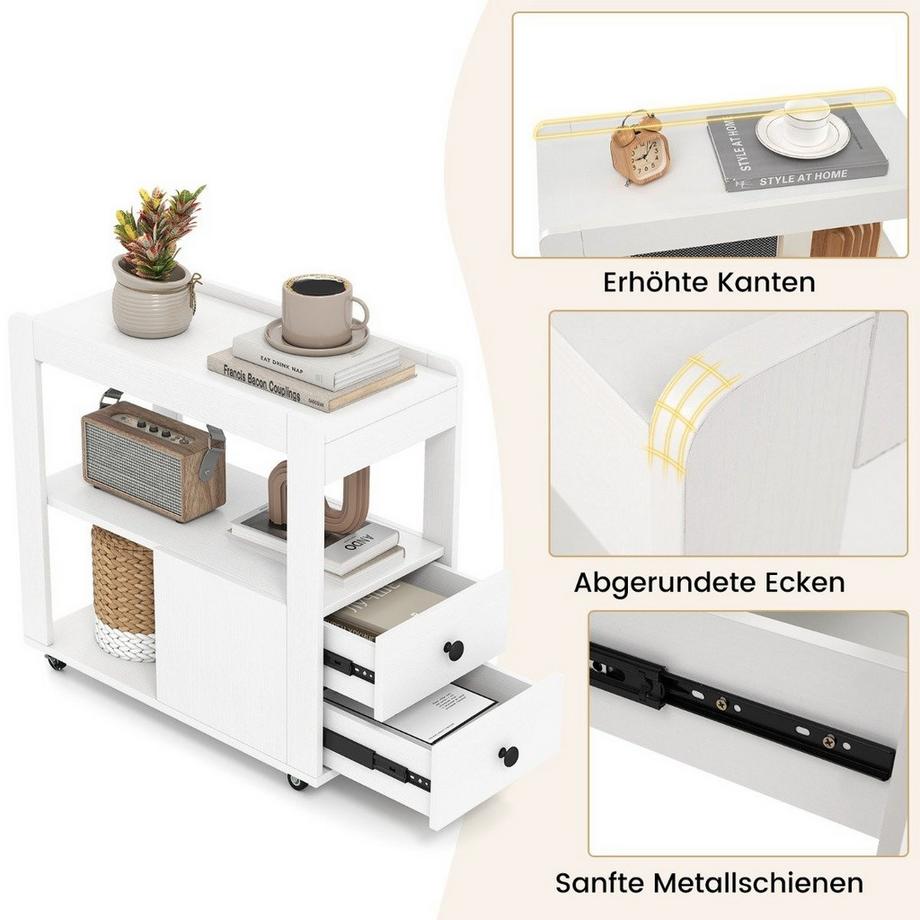 Northix Support d'imprimante avec roulettes et tiroirs  