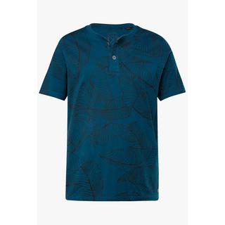 JP1880  T-shirt henley à manches courtes. Col rond et patte de boutonnage. Imprimé tropical - jusqu'au 8 XL 