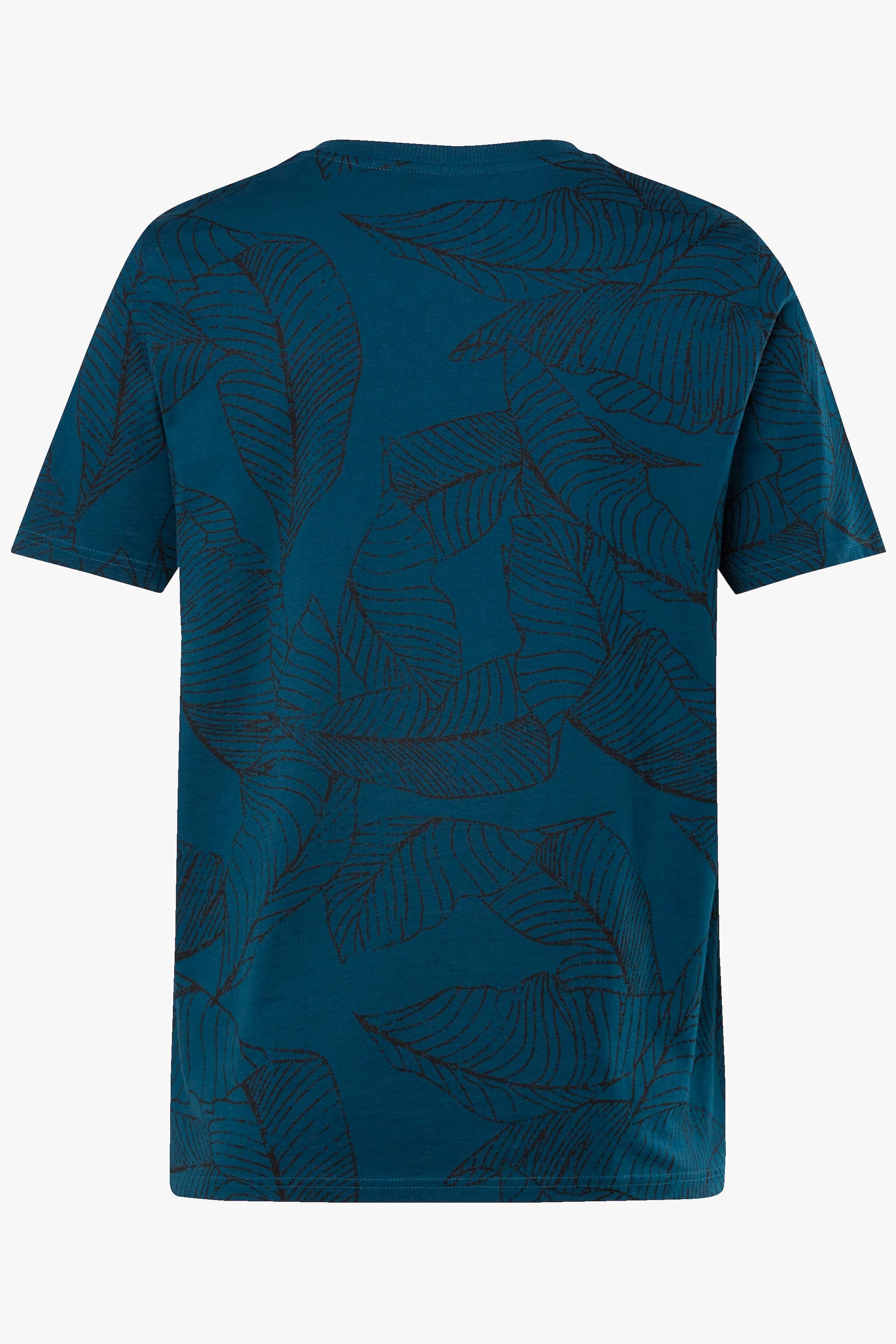 JP1880  T-shirt henley à manches courtes. Col rond et patte de boutonnage. Imprimé tropical - jusqu'au 8 XL 