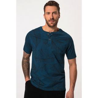 JP1880  T-shirt henley à manches courtes. Col rond et patte de boutonnage. Imprimé tropical - jusqu'au 8 XL 