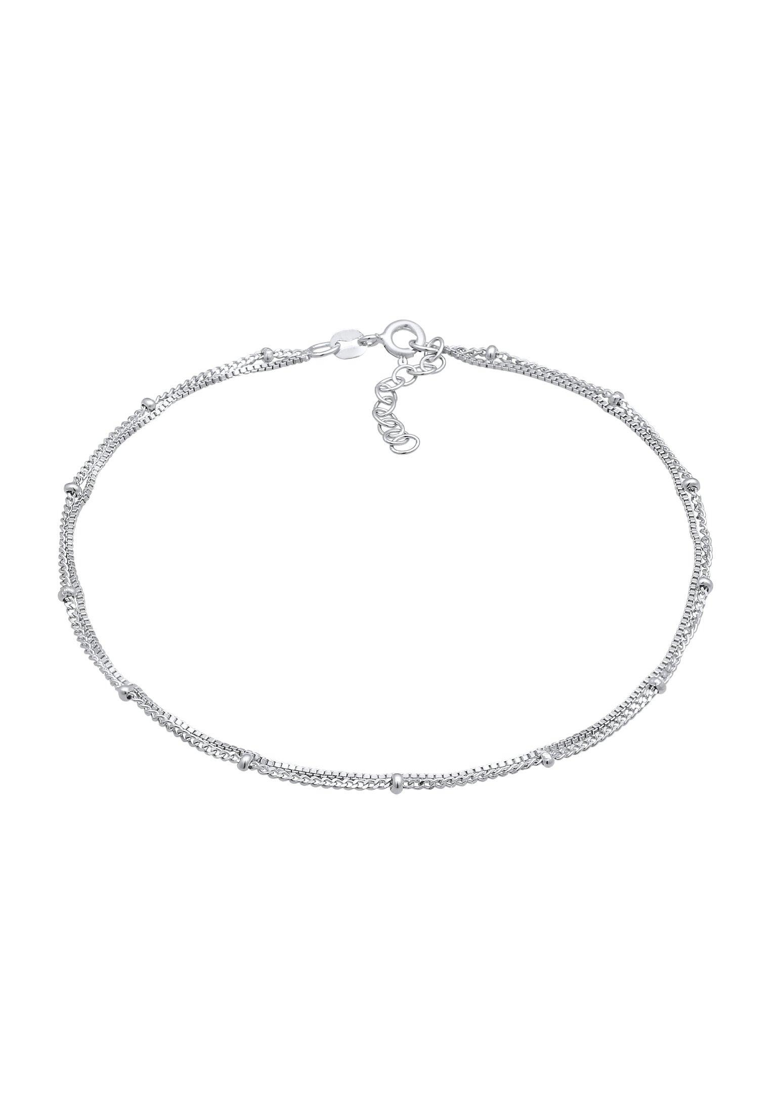 Image of Fußschmuck Kugel Gliederkette Layer Look 925 Silber Unisex Silber 22cm
