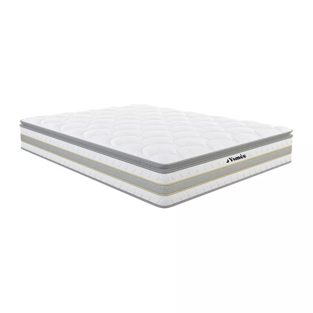 Ysmée - Matelas ressorts ensachés surmatelas intégré CANTERBURY de DREAMEA, 160X200CM, Blanc