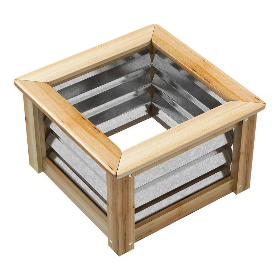 Northio Hochbeet Metall Blumenkasten Pflanzkasten Mit Holzrahmen, Für Garten & Balkon, Natur, 45X45X30Cm  