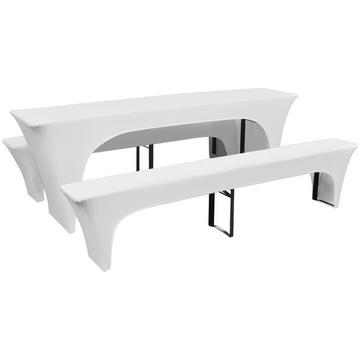 Housses de table et bancs extensibles 3 pcs tissu